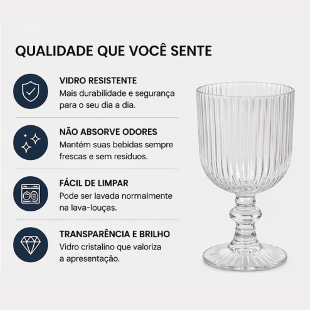 Jogo de taças Athens 380ml Fratelli base firme e estável | Lgjlima Comercio