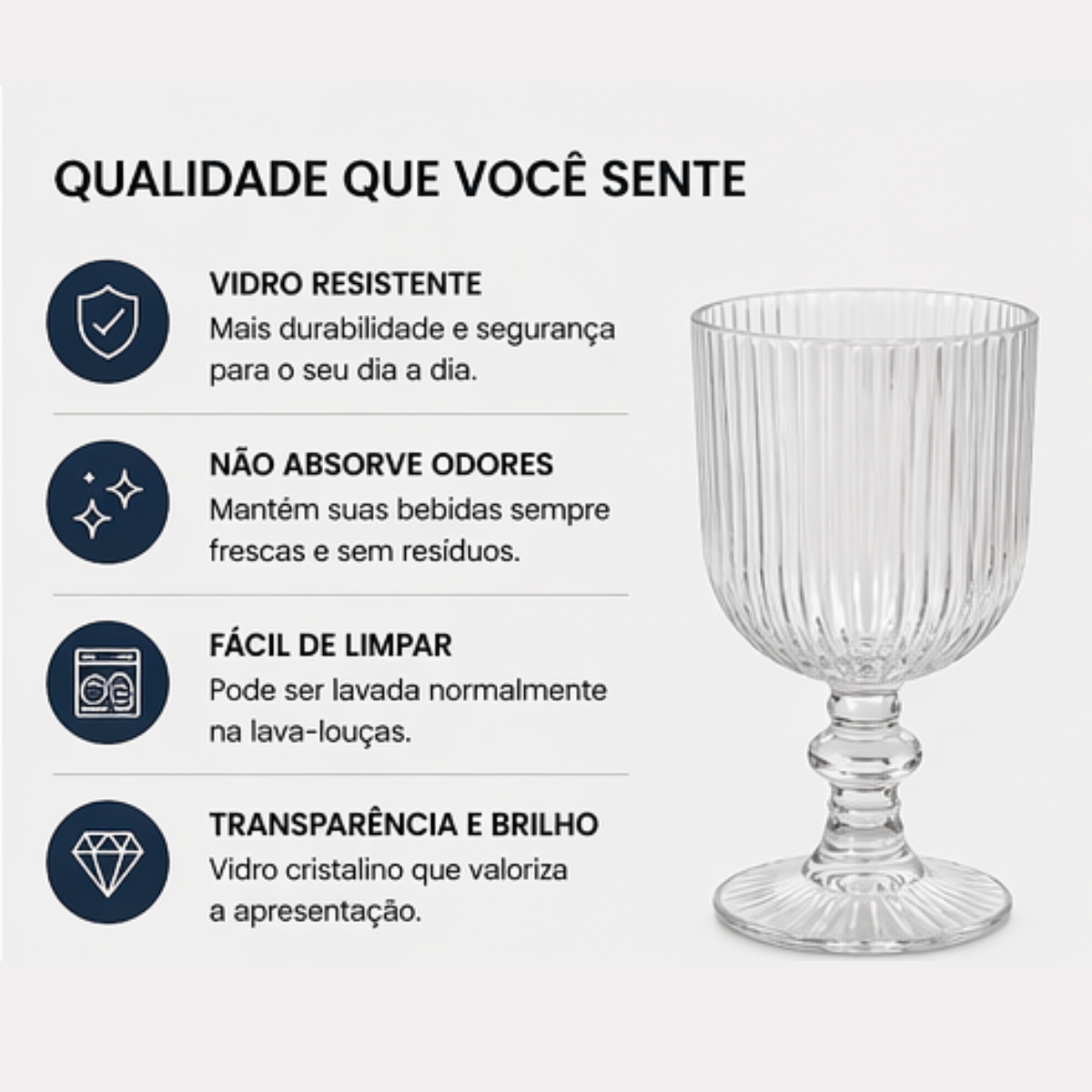 Jogo de taças Athens 380ml Fratelli base firme e estável | Lgjlima Comercio