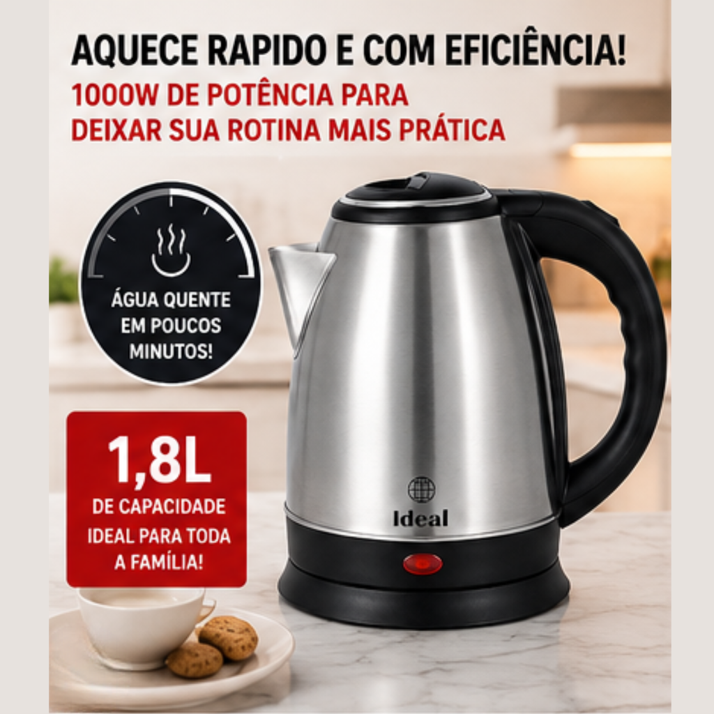 Chaleira Elétrica 1.8Lts 1000W 127V Inox - lgjlimacomercio