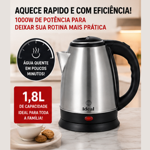 Chaleira Elétrica 1.8Lts 1000W 127V Inox - lgjlimacomercio