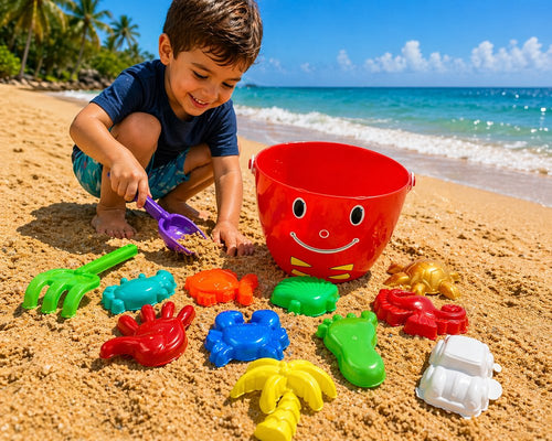 Balde Infantil de Praia 13 Peças com Pá e Moldes Fundo do Mar