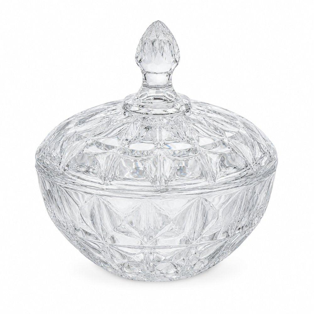 Bomboniere Diamante de Vidro com Tampa 19,5cm