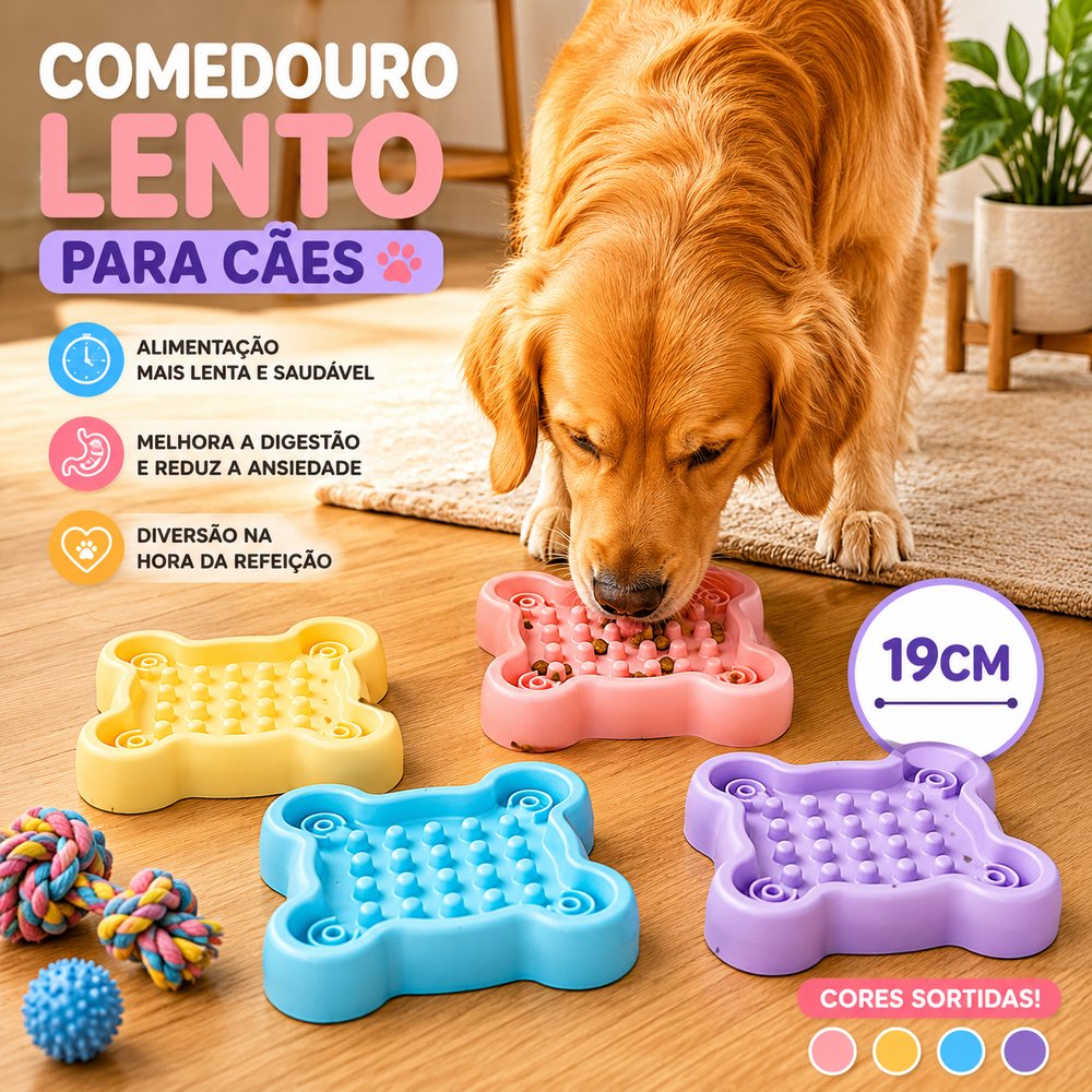 Comedouro Lento Cachorro Anti Engasgo Ração Pet 19,5cm