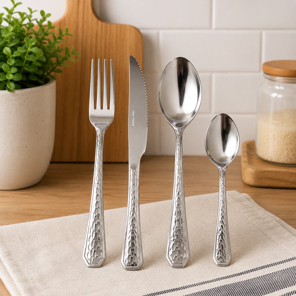 Conjunto de Talheres com 24 Peças em Inox