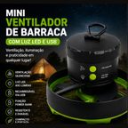 Mini Ventilador Barraca LED USB Recarregável Power Bank