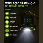 Mini Ventilador Barraca LED USB Recarregável Power Bank