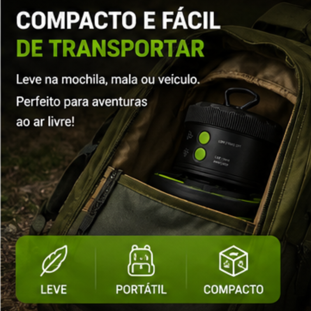 Mini Ventilador Barraca LED USB Recarregável Power Bank