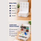 Organizador Multiuso Mesa Com Gaveta Porta Canetas Branco