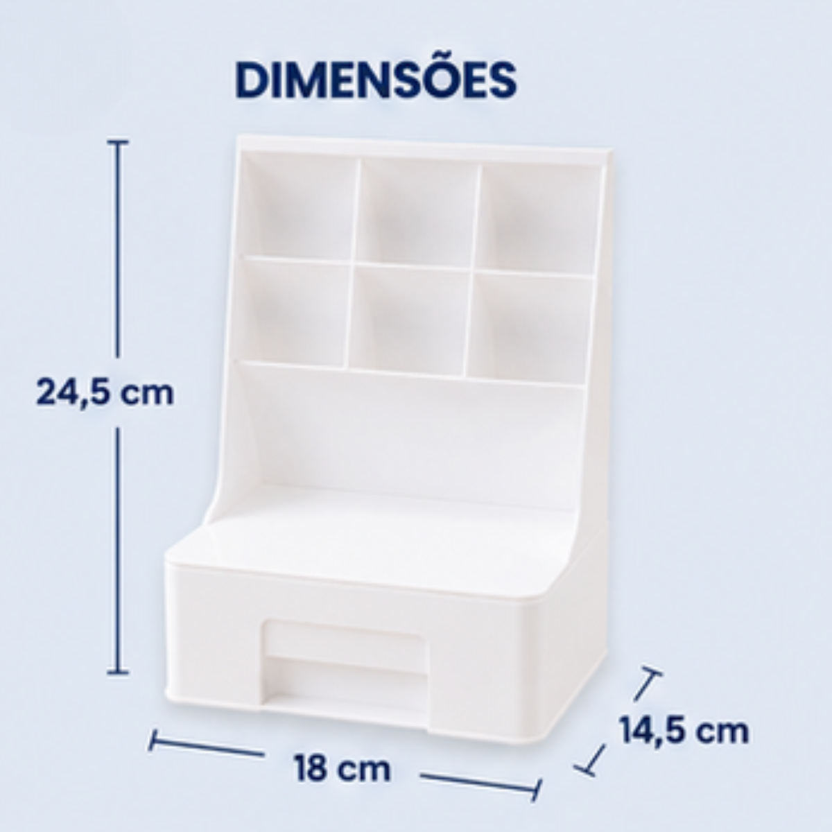 Organizador Multiuso Mesa Com Gaveta Porta Canetas Branco