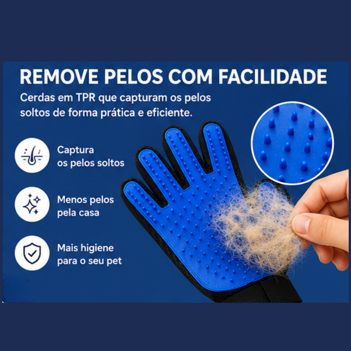 Luva Escova Pet Remove Pelos Cachorro Gato Massageadora
