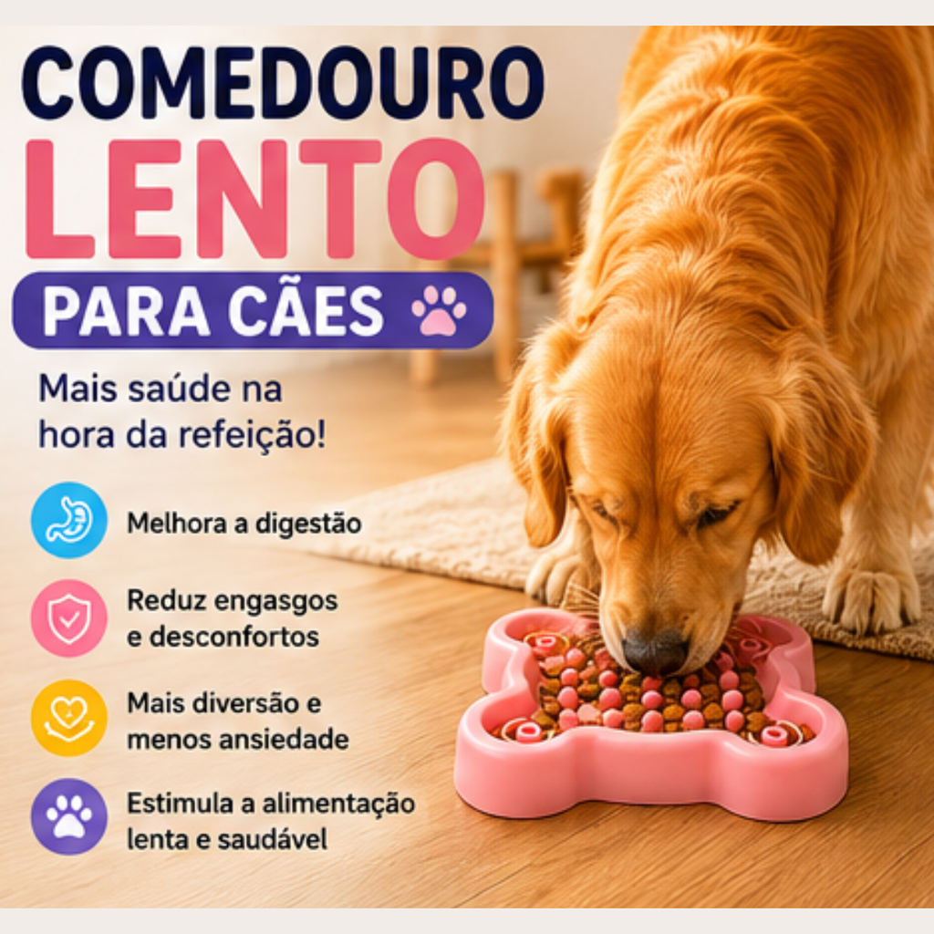 Comedouro Lento Cachorro Anti Engasgo Ração Pet 19,5cm