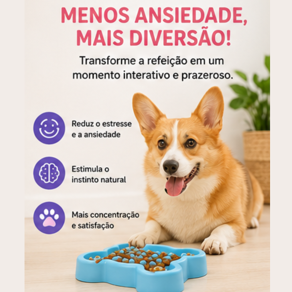 Comedouro Lento Cachorro Anti Engasgo Ração Pet 19,5cm