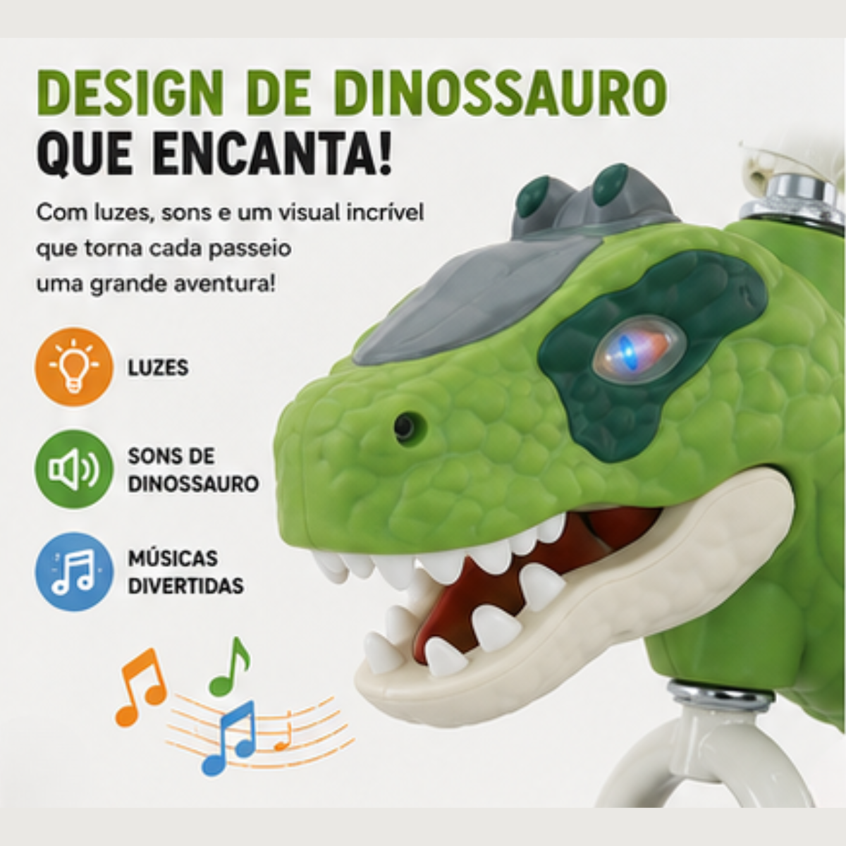 Bicicleta Equilíbrio Infantil Dinossauro T Rex Aro 12 Verde