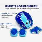 Kit Capacete Infantil Proteção 7 Peças Bike Skate -  Azul
