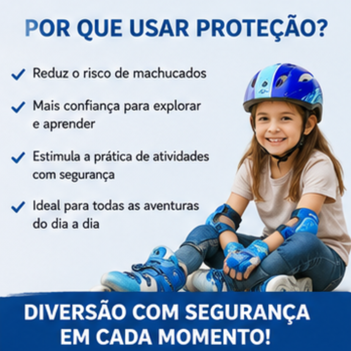 Kit Capacete Infantil Proteção 7 Peças Bike Skate -  Azul