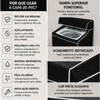 Capa Para Máquina De Lavar PVC Impermeável Com Tampa Preta G
