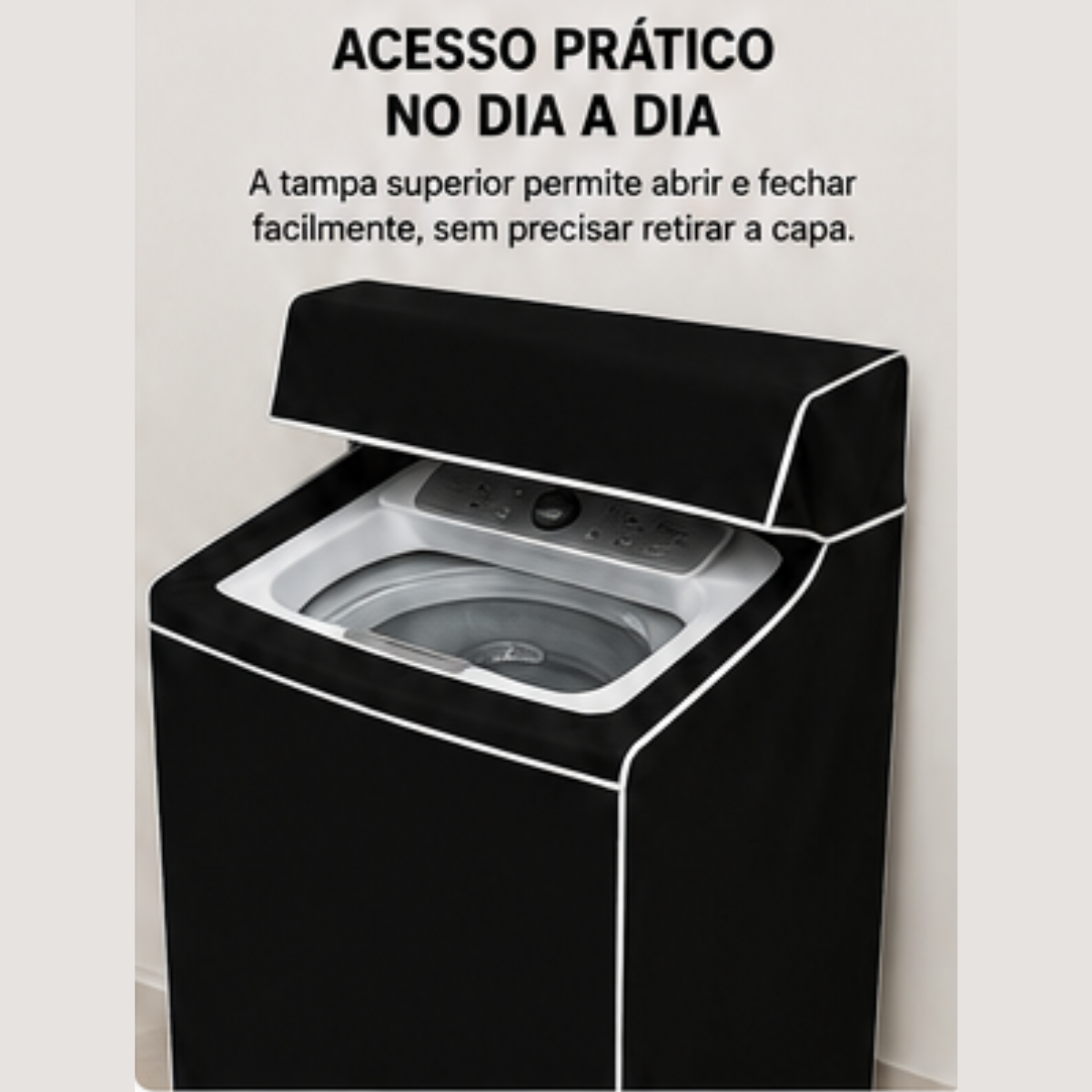 Capa Para Máquina De Lavar PVC Impermeável Com Tampa Preta G