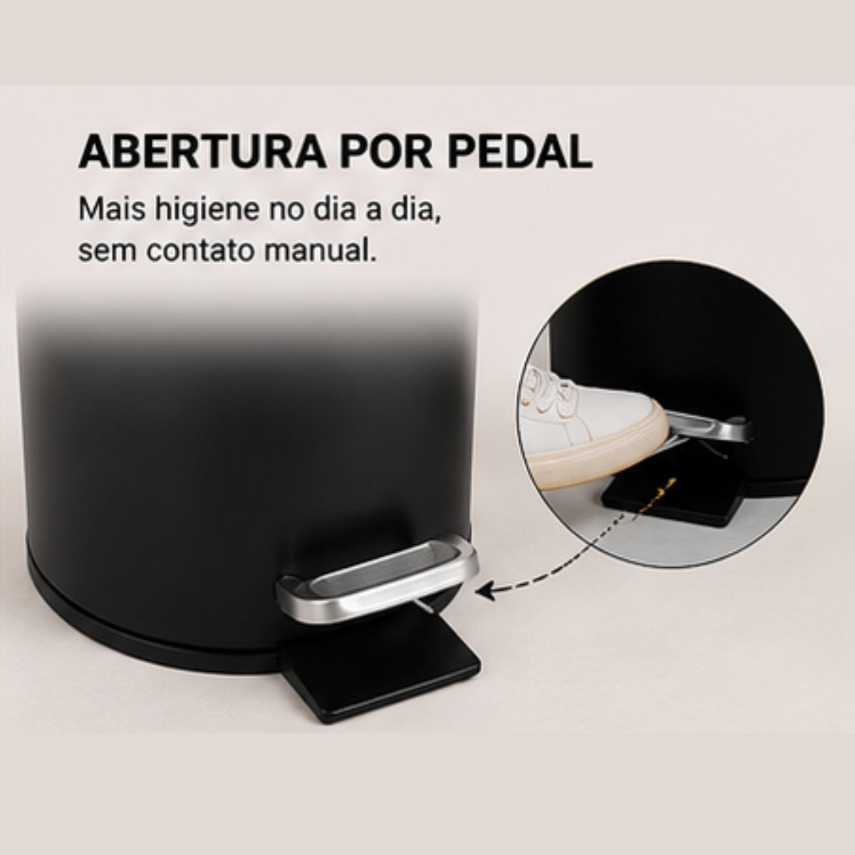 Lixeira Com Pedal 5 Litros Preta Banheiro Cozinha Escritório