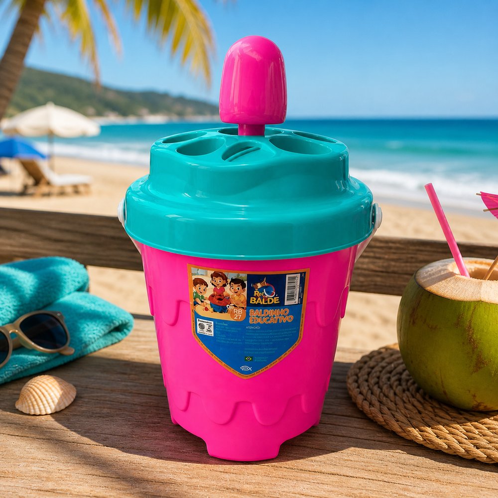 Kit Castelo Balde Praia Infantil 11 Peças com Pá e Rastelo