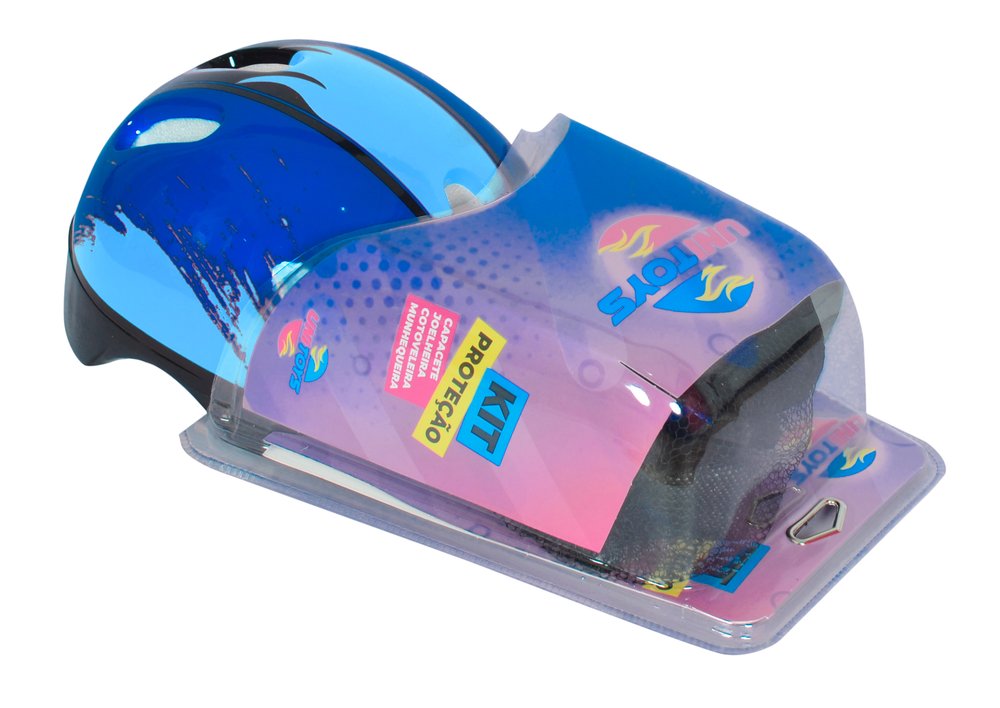 Kit Capacete Infantil Proteção 7 Peças Bike Skate -  Azul