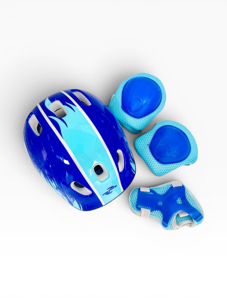 Kit Capacete Infantil Proteção 7 Peças Bike Skate -  Azul