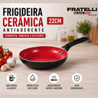 Frigideira 22cm Fratelli revestimento cerâmico vermelho e preto | Lgjlima
