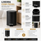 Lixeira Com Pedal 5 Litros Preta Banheiro Cozinha Escritório