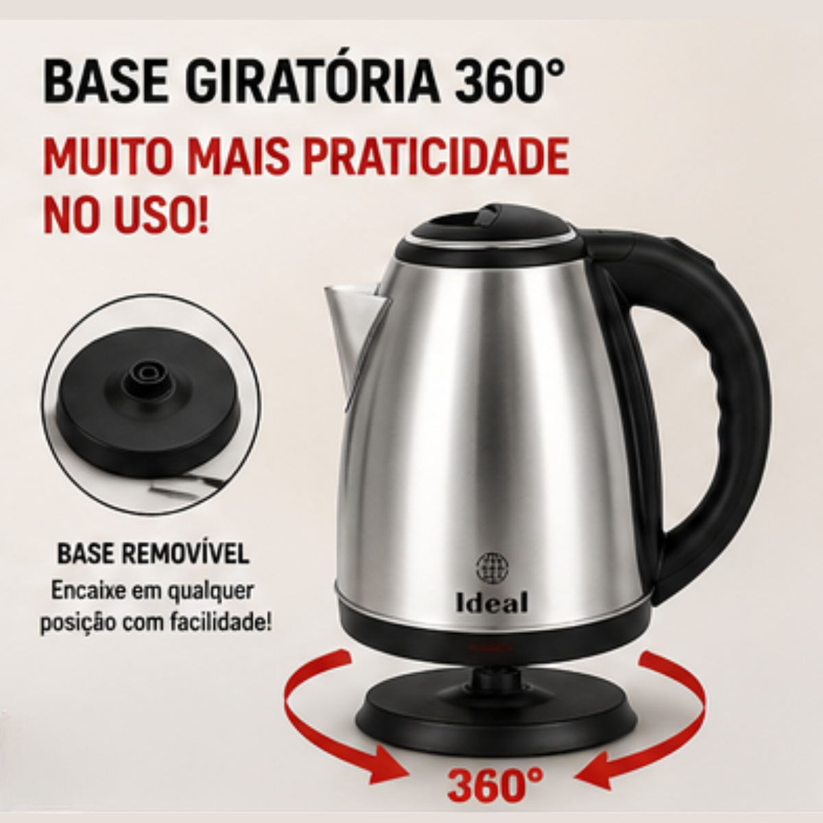 Chaleira Elétrica 1.8Lts 1500W 220V Inox - lgjlimacomercio