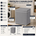 Capa de Maquina de Lavar Com Tampa PVC M - Cinza - Lgjlimacomercio