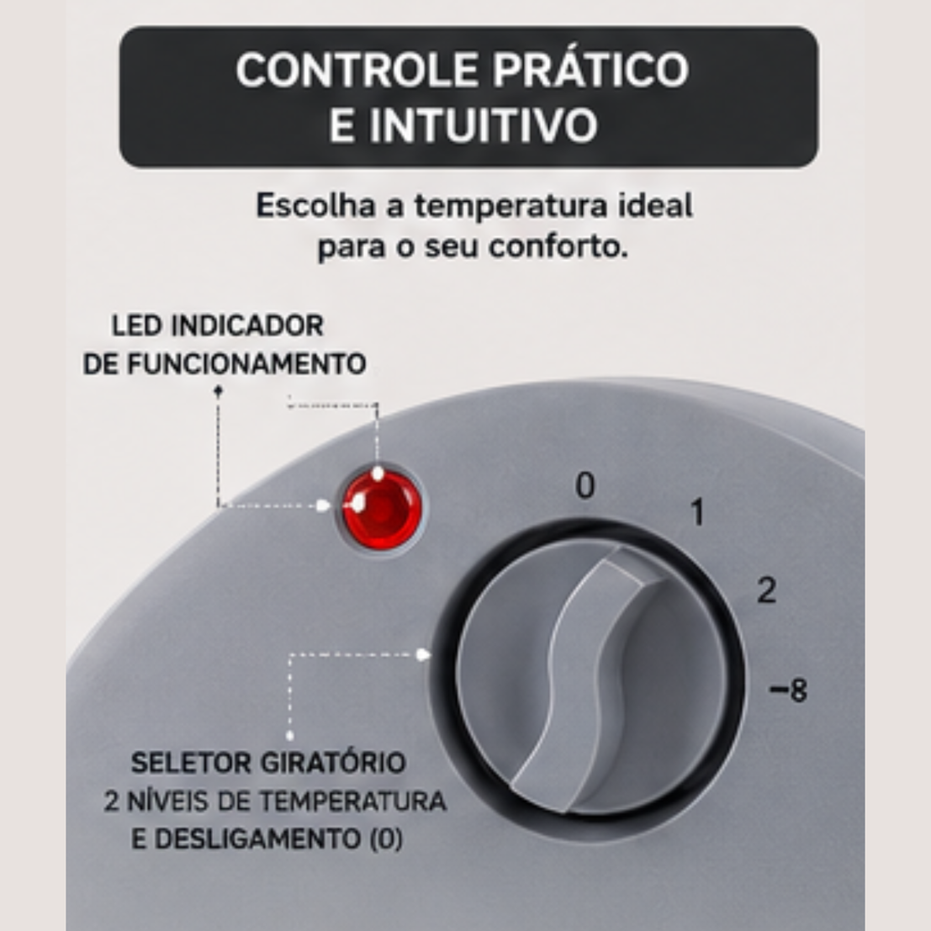 Aquecedor Elétrico 2000W 220V Portátil Cinza Quarto Sala Startools - lgjlimacomercio