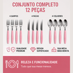 Kit talheres inox rosa Fratelli ocasiões especiais e dia a dia | Lgjlima Comercio