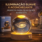 Luminária galáxia Petrin cristal transparente base madeira | Lgjlima Comercio