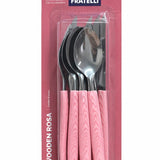Conjunto Talheres 12 Peças Inox Cabo Rosa Luxo Mesa Fratelli