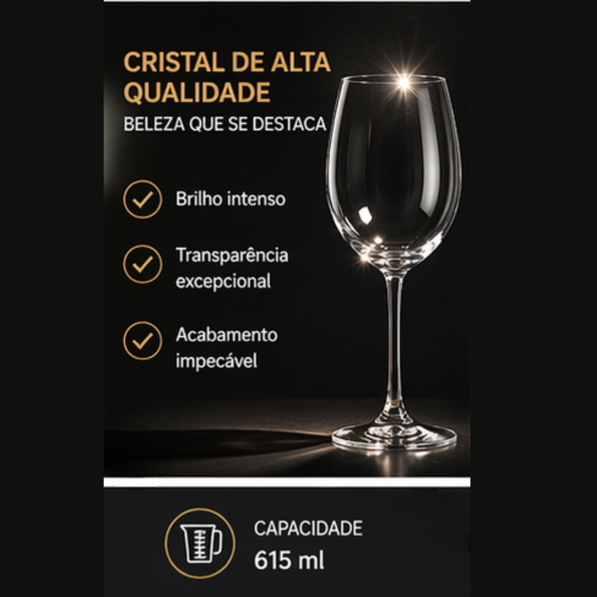 Taças cristal premium 615ml Fratelli design sofisticado | Lgjlima Comercio