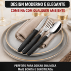 Talheres inox Fratelli 12 peças cabo preto para mesa posta | Lgjlima Comercio