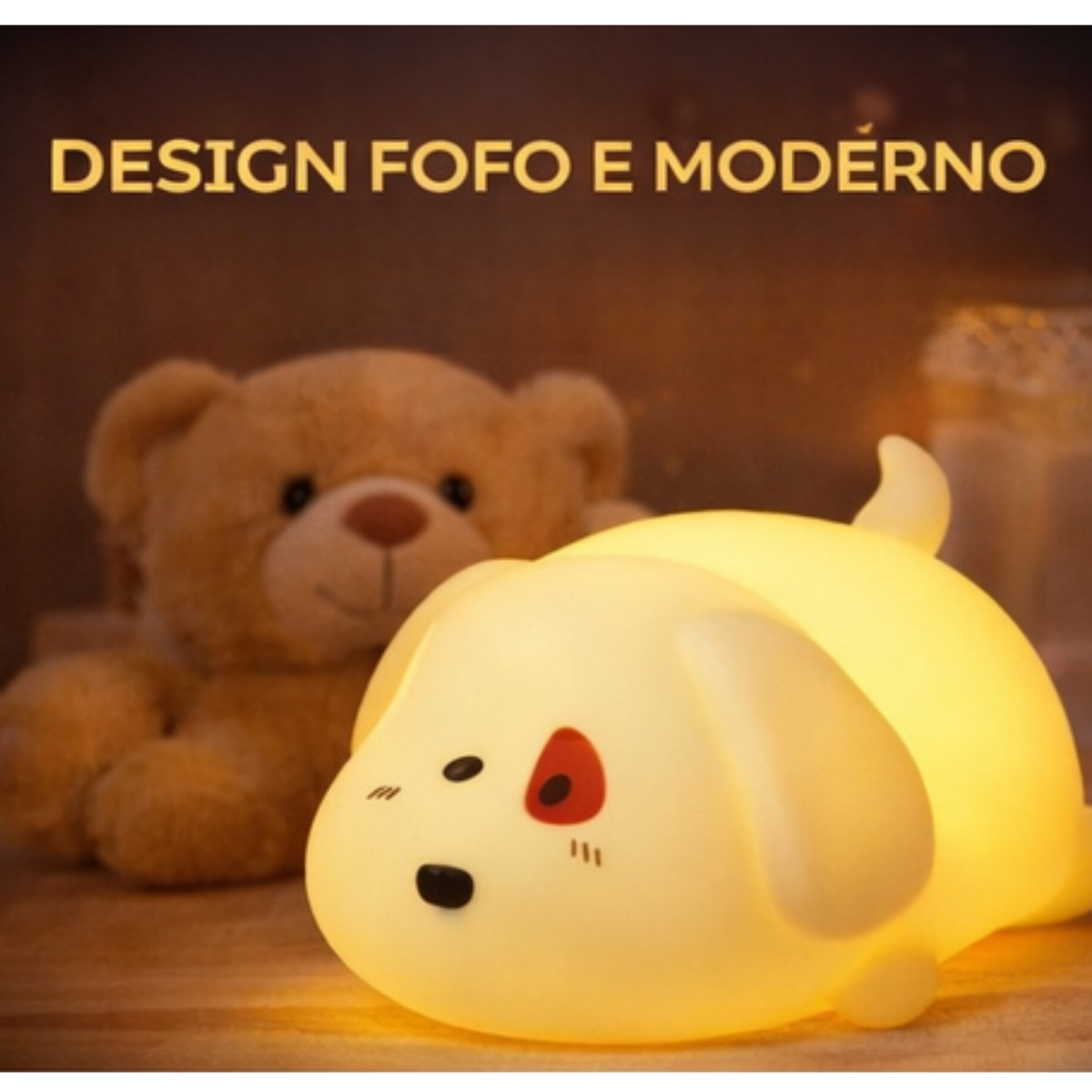 Luminária Petrin cachorrinho silicone com timer automático | Lgjlima Comercio