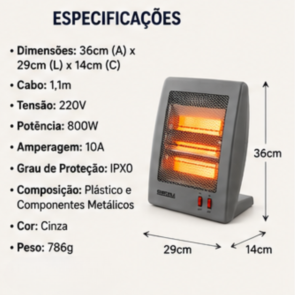 Aquecedor de Ar Quartzo 36cm 220V Cinza Startools - Detalhe Saída de Ar - lgjlimacomercio
