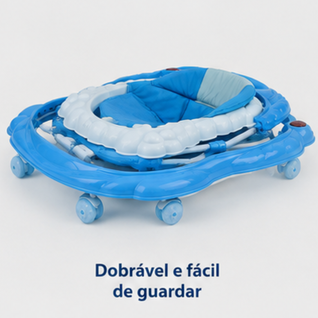 Andador Infantil com Empurrador Interativo - Azul - lgjlimacomercio