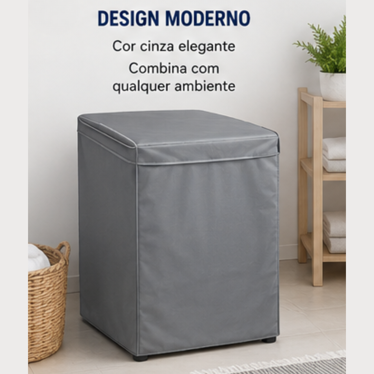 Capa de Maquina de Lavar Com Tampa PVC P - Cinza- Lgjlimacomercio
