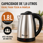 Chaleira elétrica inox Fratelli 1,8L base removível e tampa com trava | Lgjlima Comercio