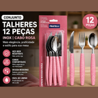 Talheres inox cabo rosa Fratelli garfos facas e colheres | Lgjlima Comercio