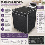 Capa Para Máquina de Lavar Forrada Com Zíper Abertura Superior G - Preta - lgjlimacomercio