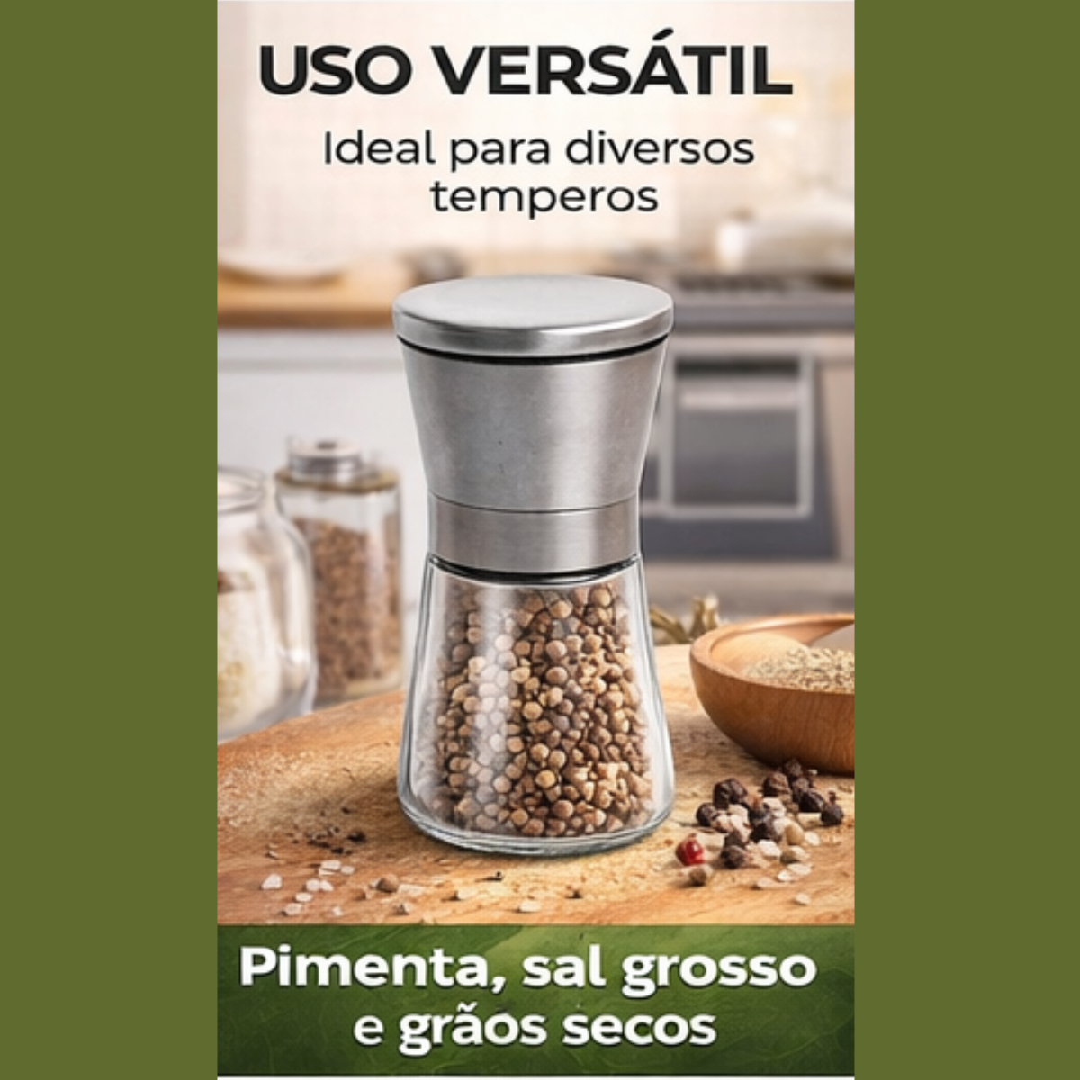 Moedor de sal grosso e especiarias 165ml inox transparente Petrin | Lgjlima Comercio