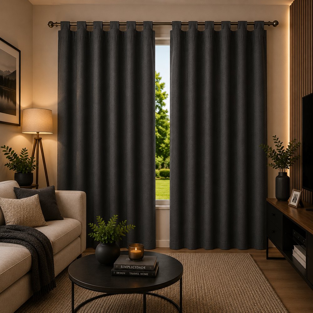 Cortina Black- Out com Alças 140x140 - Cinza - lgjlimacomercio