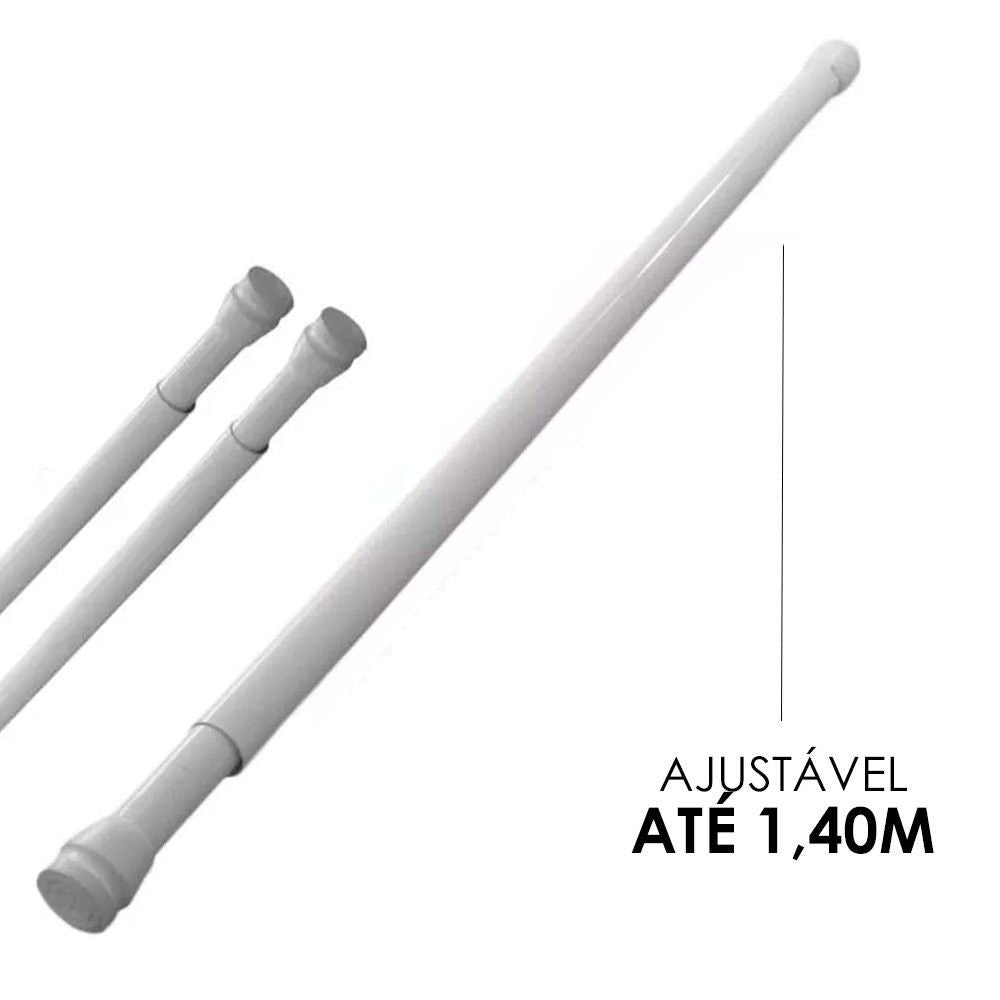 Tubo Barra Extensível Ajustável Cortina Box De Banheiro 0,90 a 1,40 - lgjlimacomercio