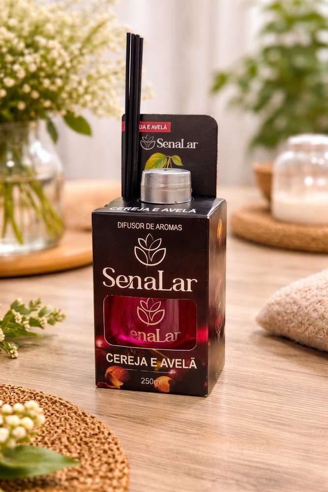 Difusor de Aromas 250ml Cereja e Avelã com Varetas Senalar | Lgjlima Comercio