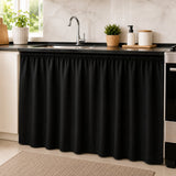 Cortina Para Pia Cozinha Preta PVC Resistente 1,38x0,80 cm