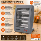 Aquecedor de Ar Quartzo 36cm 220V Cinza Startools - Detalhe Base e Dispositivo Antiqueda - lgjlimacomercio
