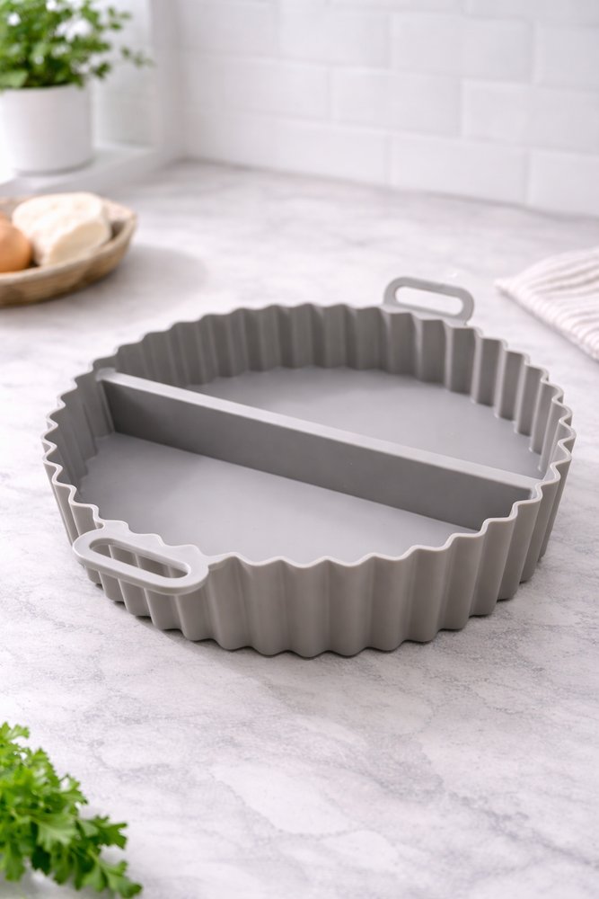 Forma Silicone Air Fryer Redonda 20cm com Divisória Antiaderente | Lgjlima Comercio