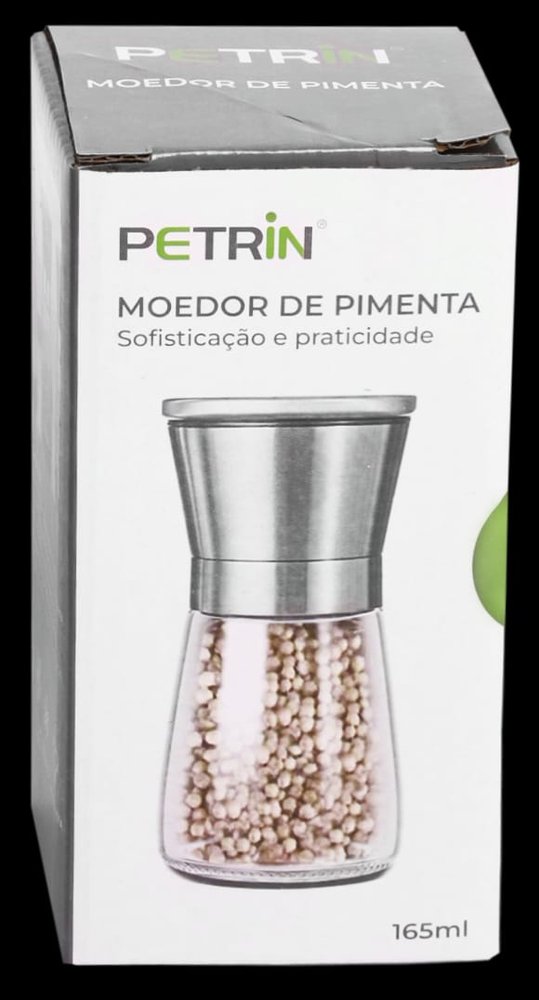 Moedor temperos manual 165ml Petrin aço inox e vidro | Lgjlima Comercio